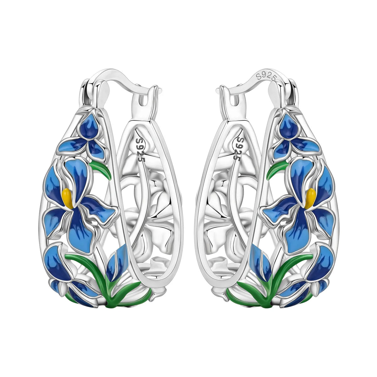 Purple Iris S925 Hoop Earrings