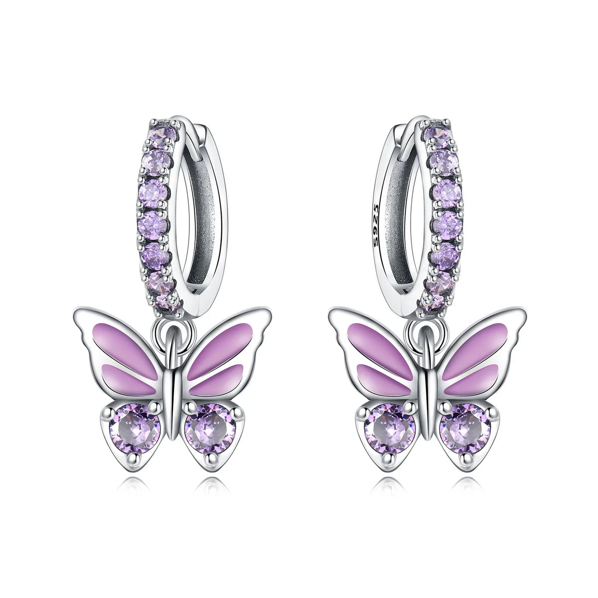 Blue Butterfly Sterling Silver Drop Earrings