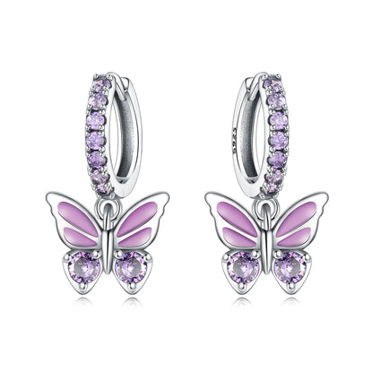 Blue Butterfly Sterling Silver Drop Earrings