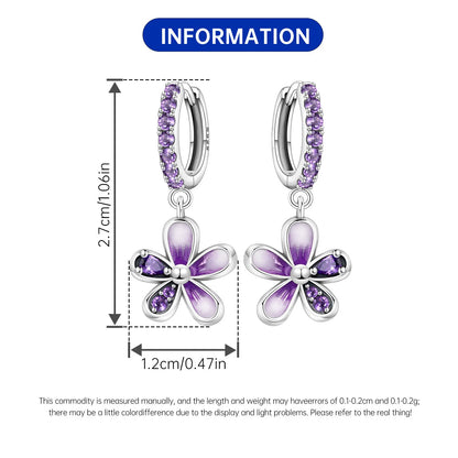 Purple Clover Sterling Silver Drop Earrings