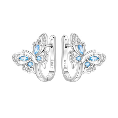 Blue Butterfly Sterling Silver Drop Earrings