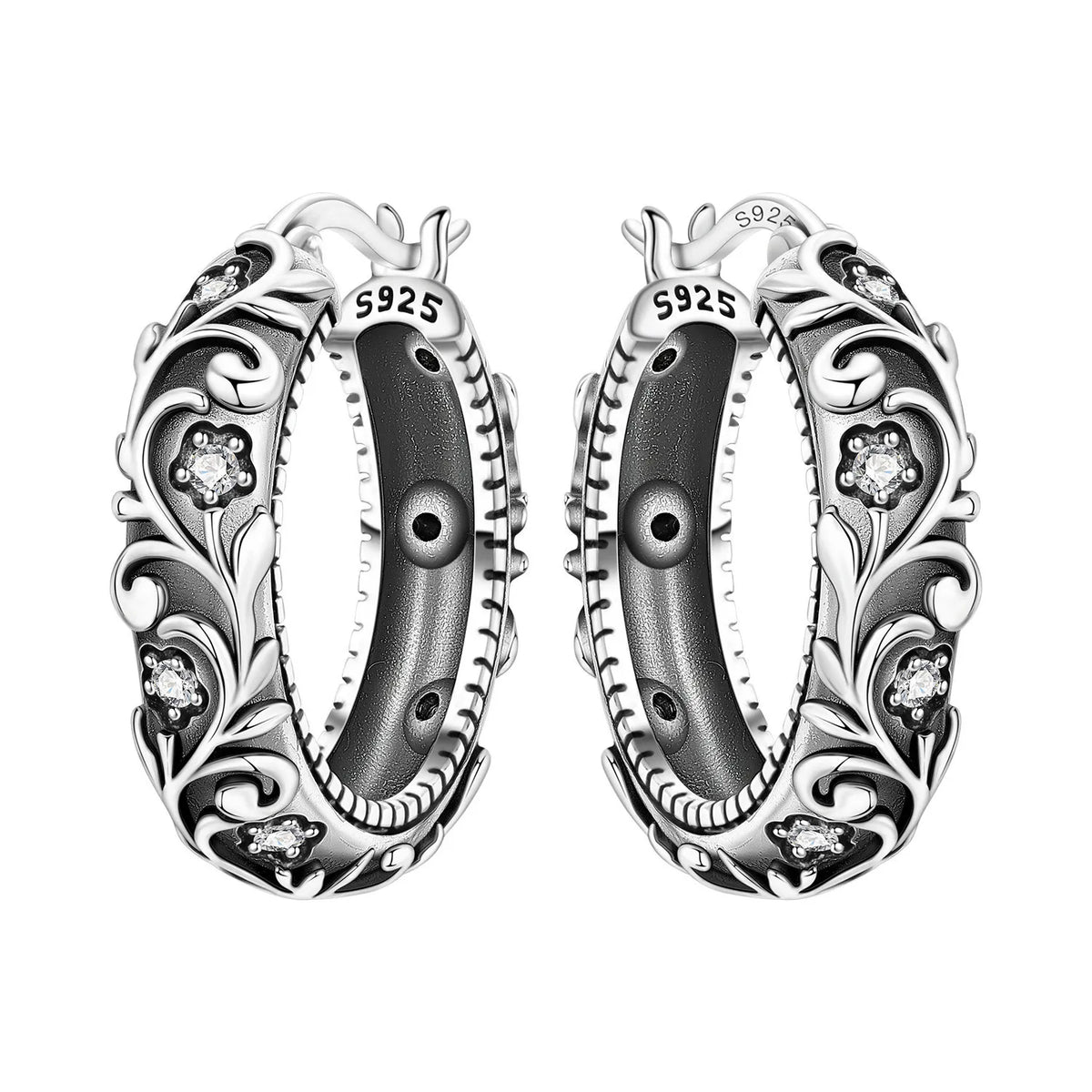 Purple Iris S925 Hoop Earrings