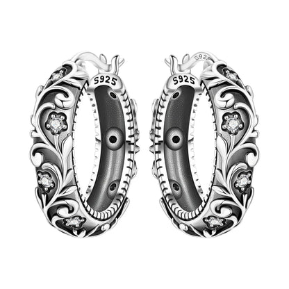 Purple Iris S925 Hoop Earrings