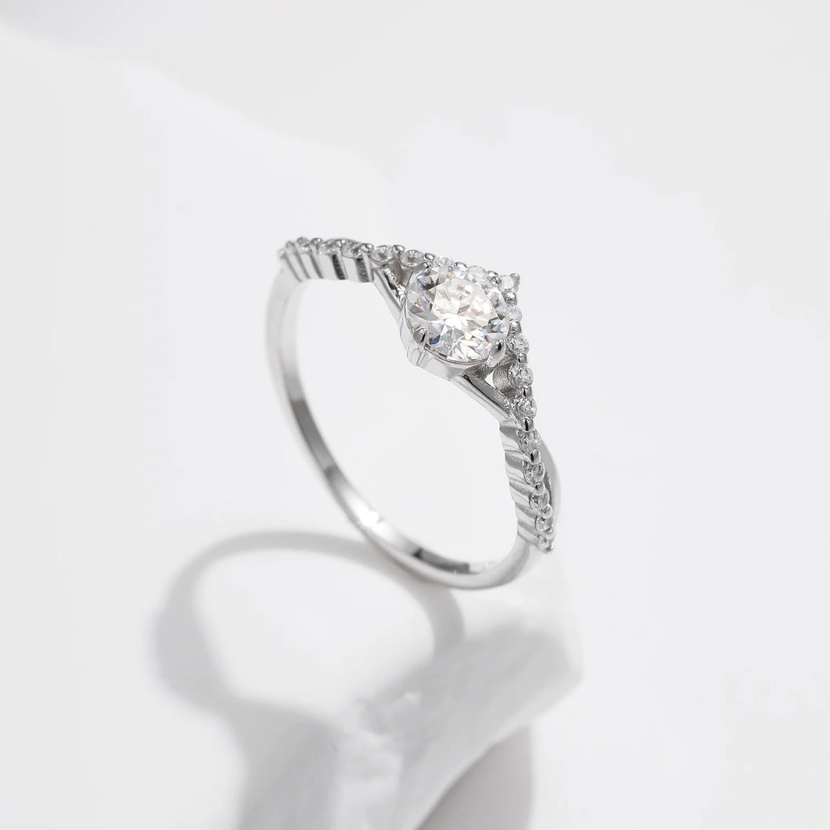 Crown Accent Moissanite Ring