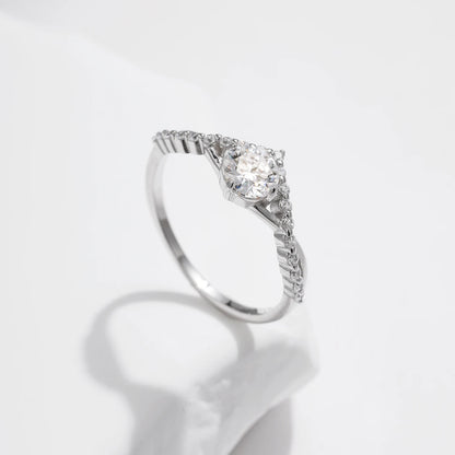 Crown Accent Moissanite Ring