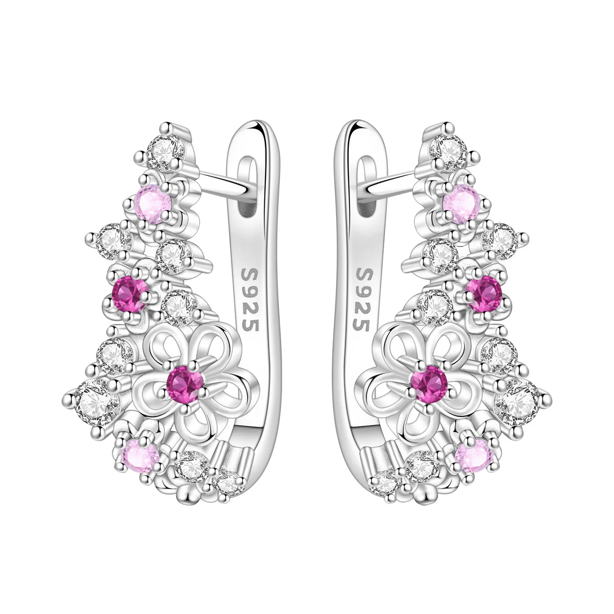 Purple Iris S925 Hoop Earrings