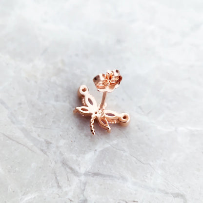 Pastel Dragonfly Sterling Silver Stud Earrings