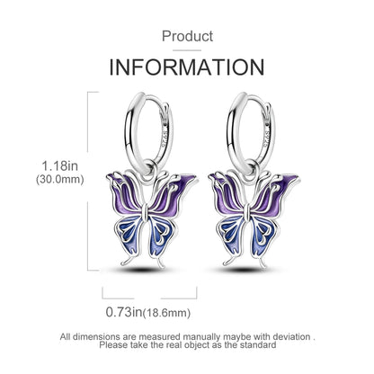 Blue Butterfly Sterling Silver Drop Earrings