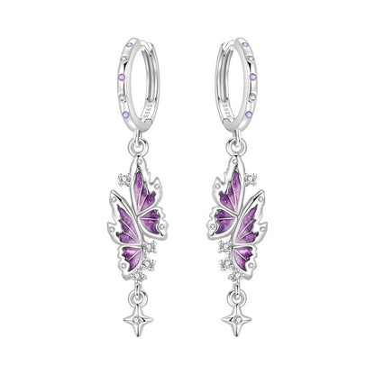Blue Butterfly Sterling Silver Drop Earrings