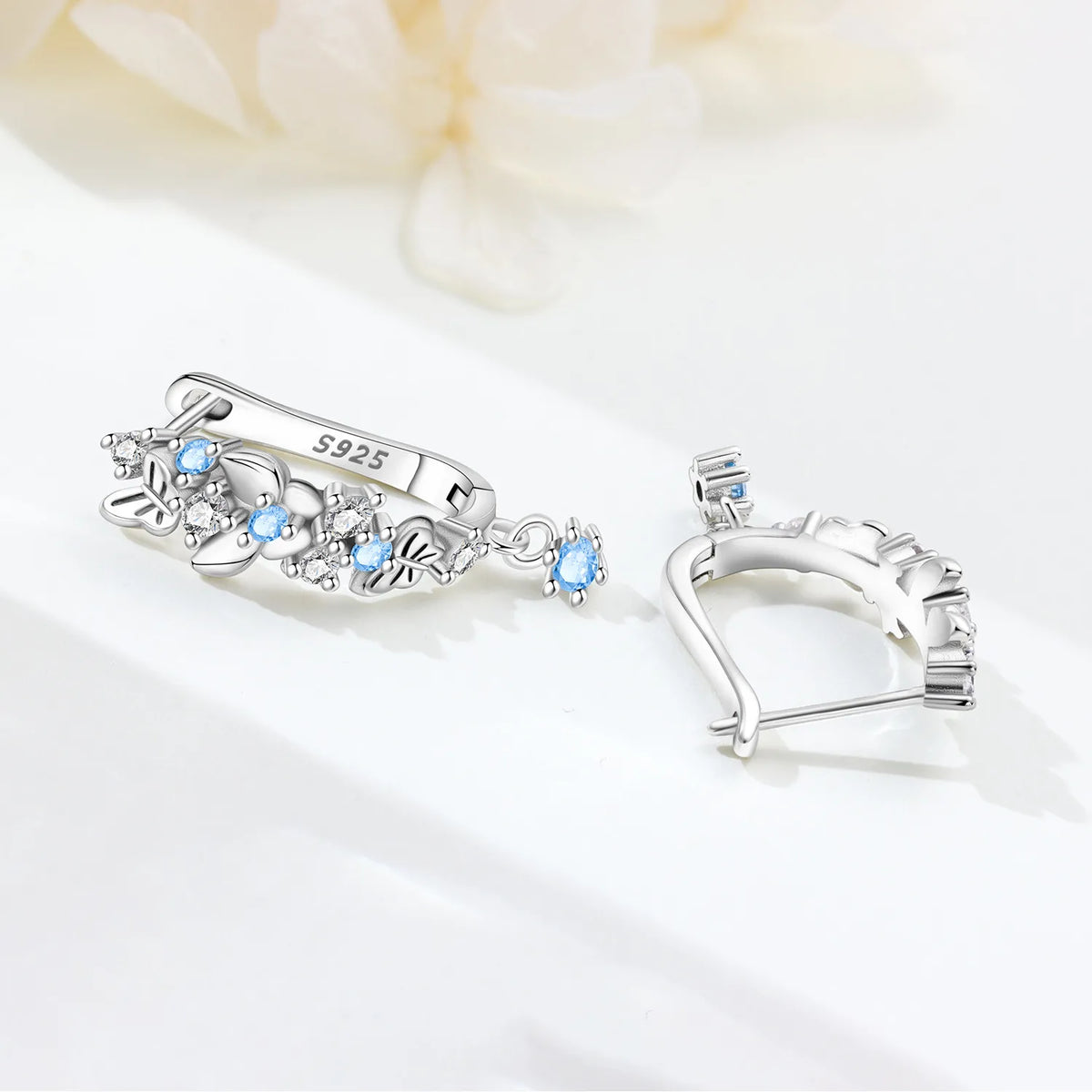 Blue Butterfly Sterling Silver Drop Earrings