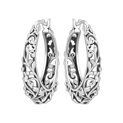 Purple Iris S925 Hoop Earrings