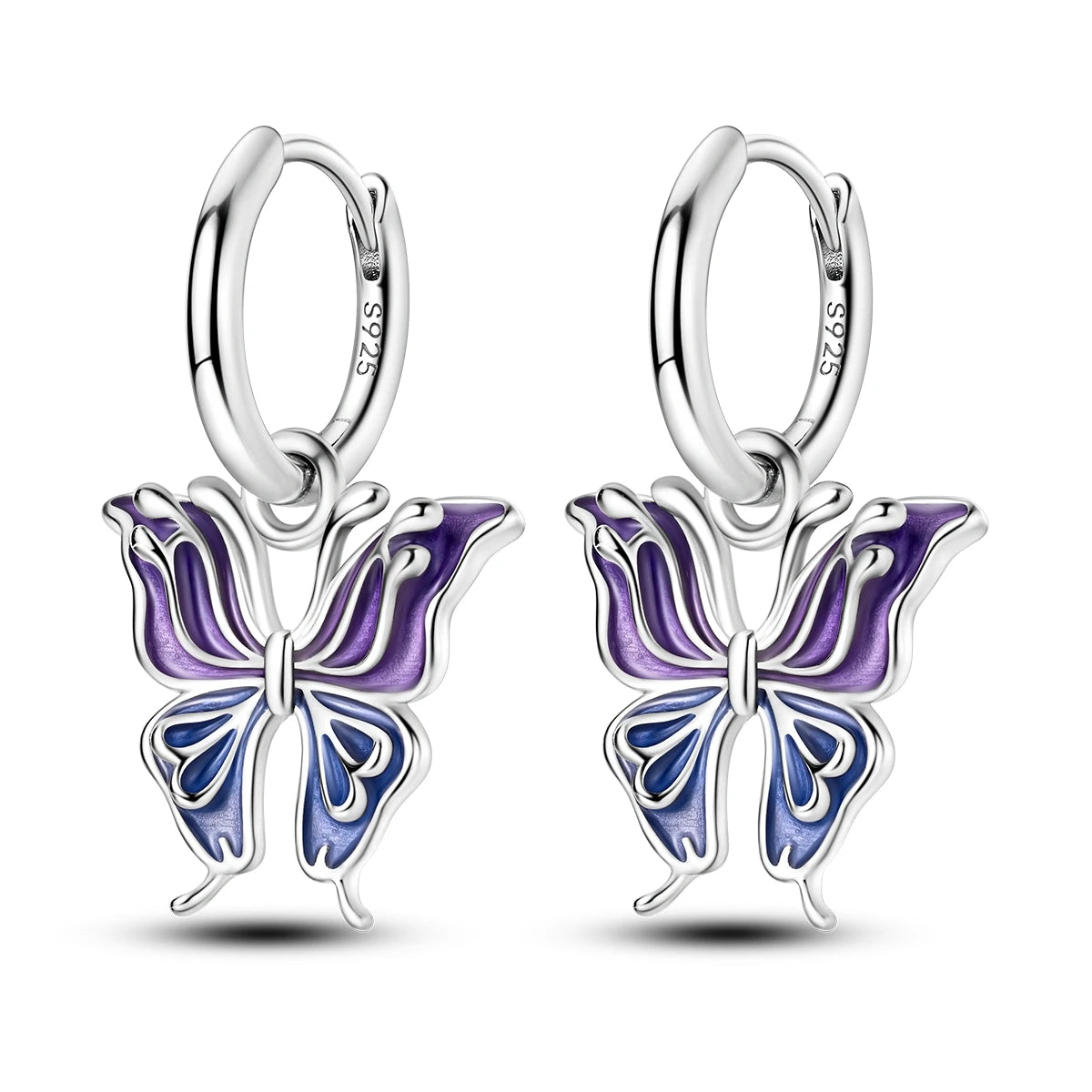 Blue Butterfly Sterling Silver Drop Earrings