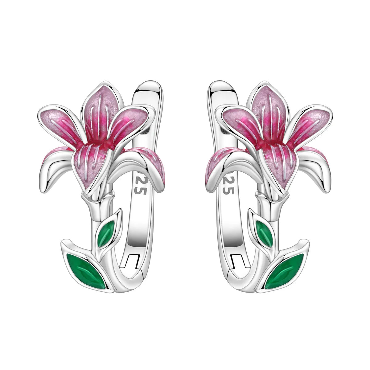 Purple Iris S925 Hoop Earrings