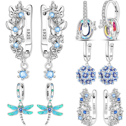 Blue Butterfly Sterling Silver Drop Earrings