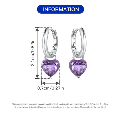 Purple Clover Sterling Silver Drop Earrings