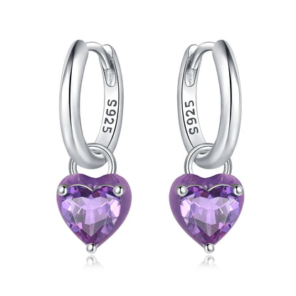 Purple Clover Sterling Silver Drop Earrings