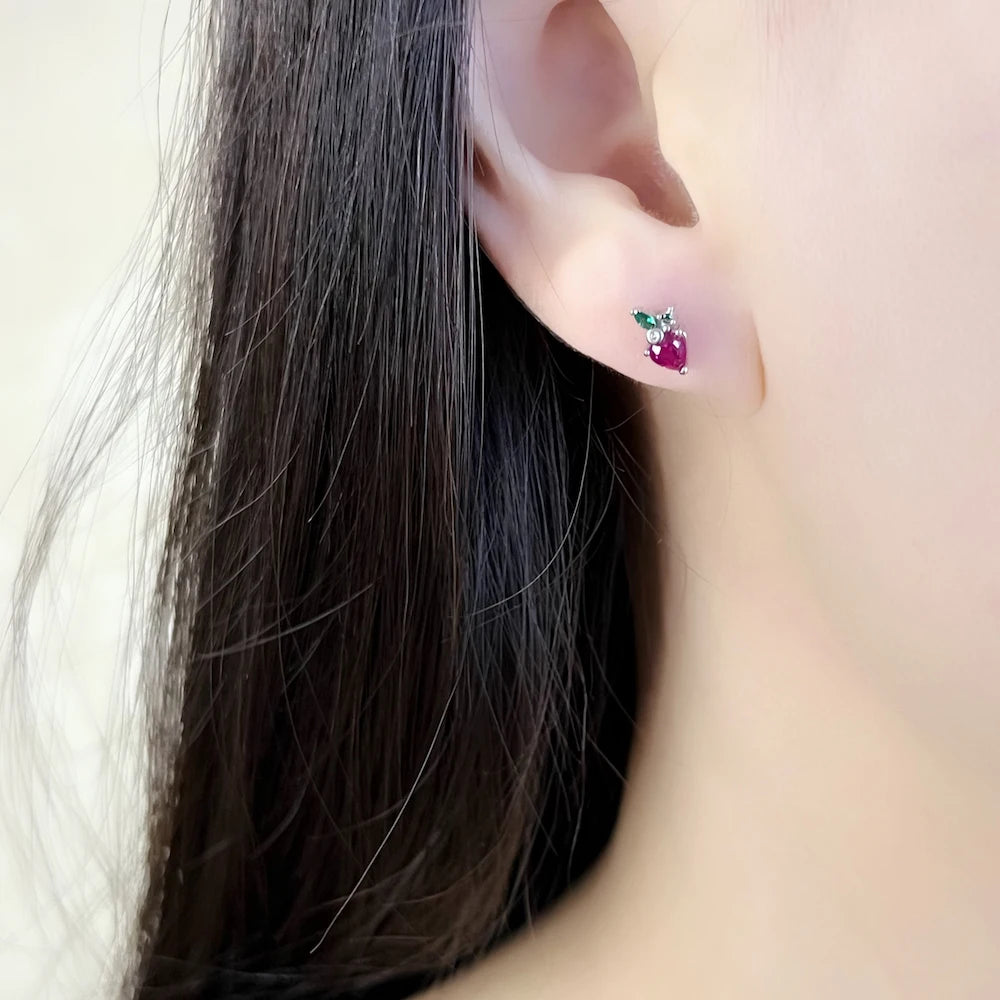 Strawberry Sterling Silver Stud Earrings