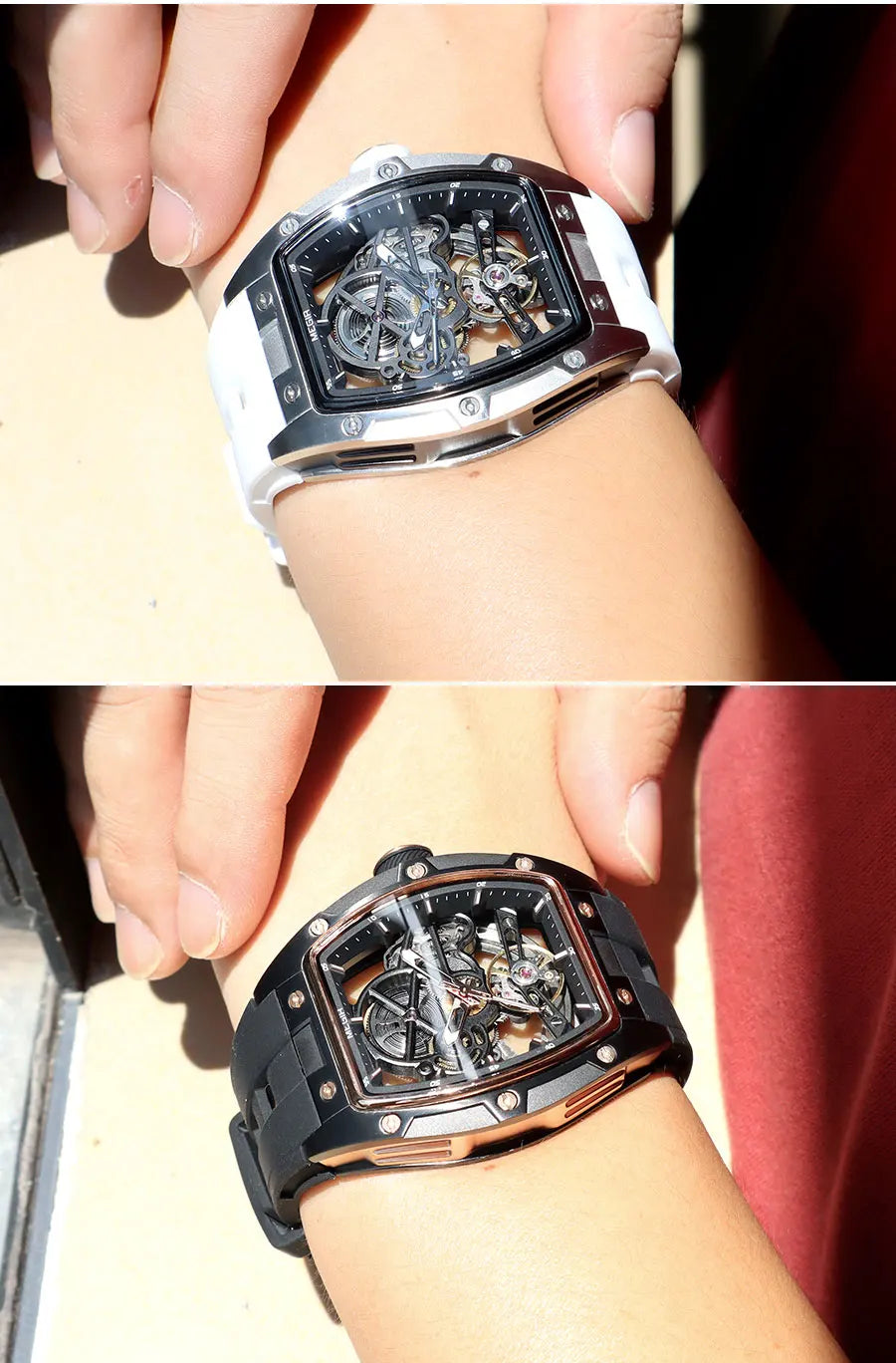 MEGIR 2242 Blue Skeleton Automatic Watch