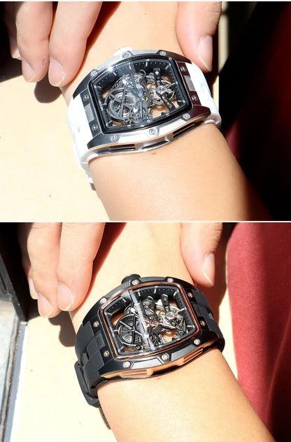 MEGIR 2242 Blue Skeleton Automatic Watch