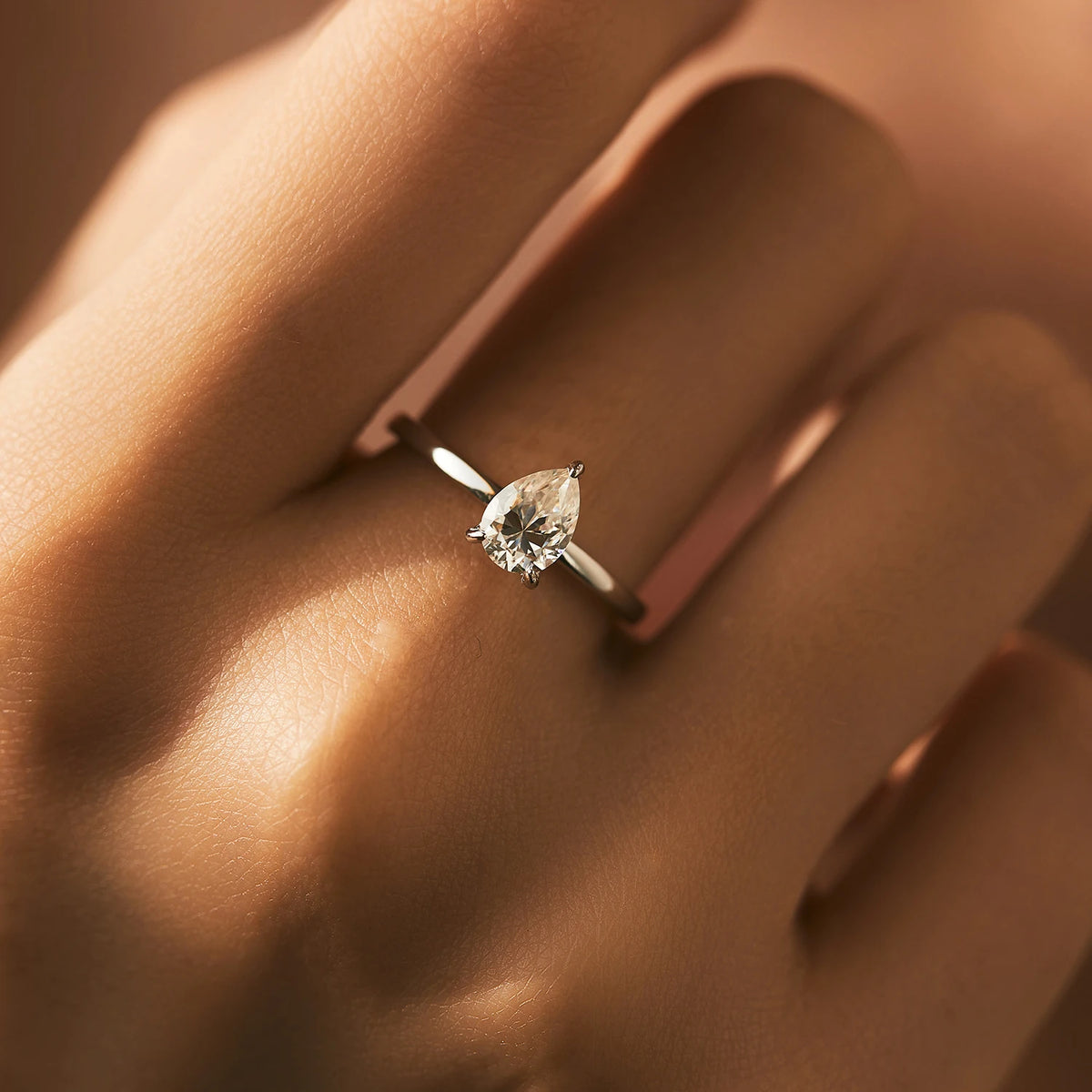 Pear-Cut Moissanite Ring