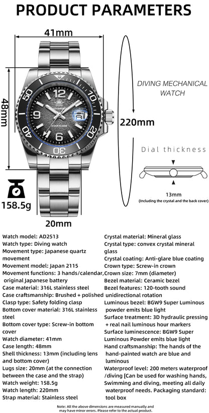 ADDIESDIVE AD2513 Quartz Dive Watch
