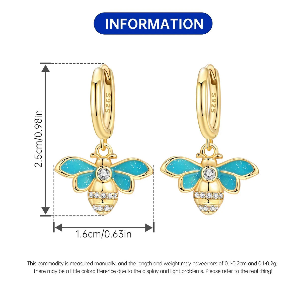Blue Butterfly Sterling Silver Drop Earrings