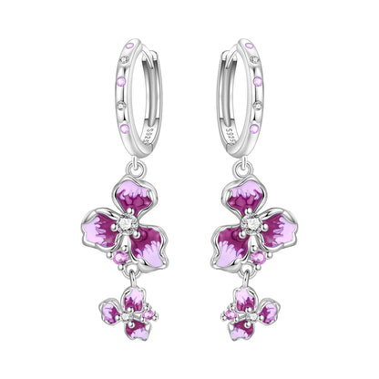 Purple Iris S925 Hoop Earrings