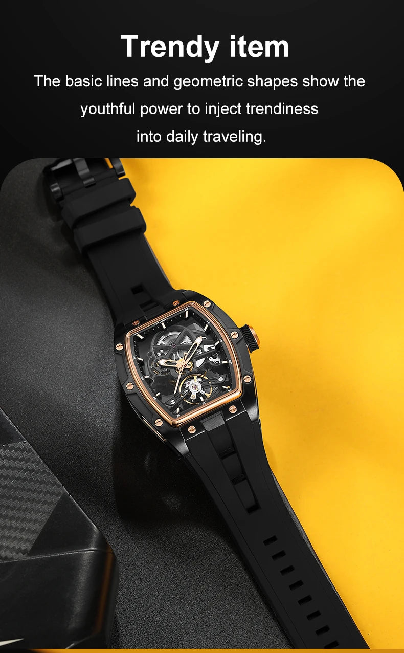 MEGIR 2242 Blue Skeleton Automatic Watch