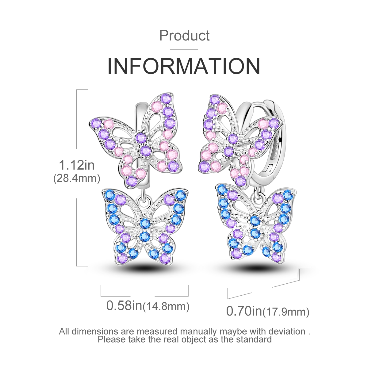 Blue Butterfly Sterling Silver Drop Earrings