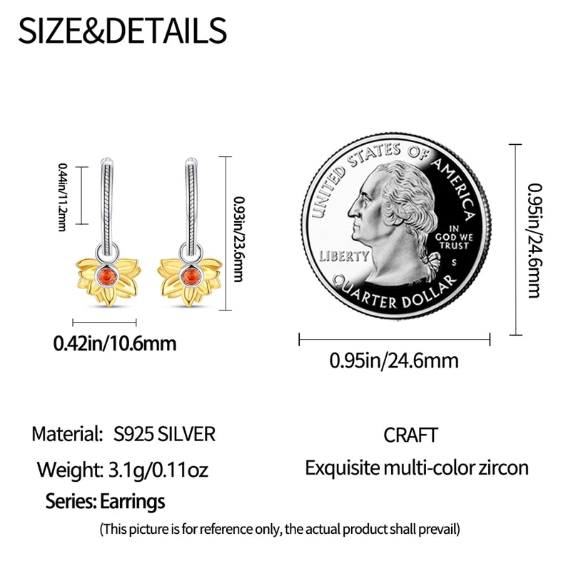 Iris Flower Sterling Silver Drop Earrings