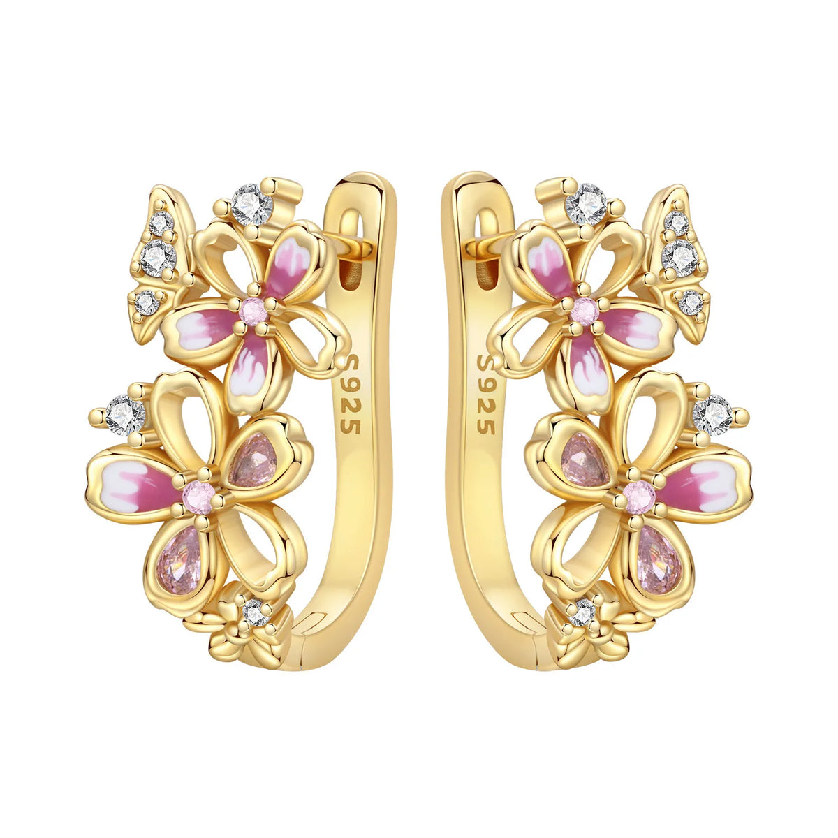Purple Iris S925 Hoop Earrings