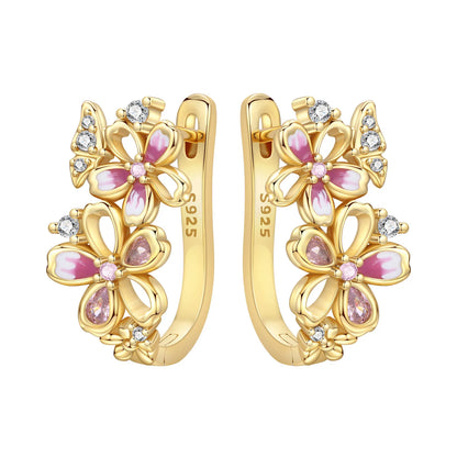 Purple Iris S925 Hoop Earrings
