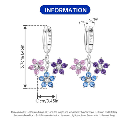 Iris Flower Sterling Silver Drop Earrings