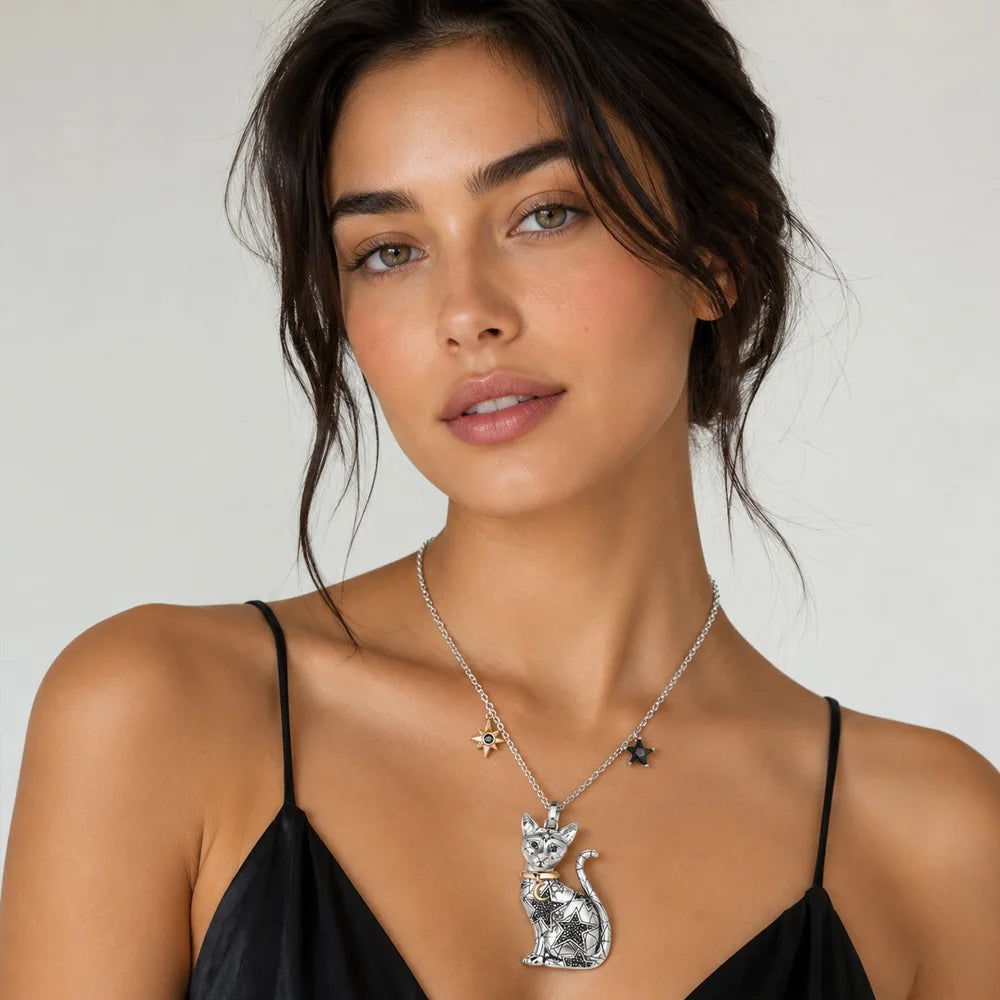 Celestial Cat Pendant Necklace