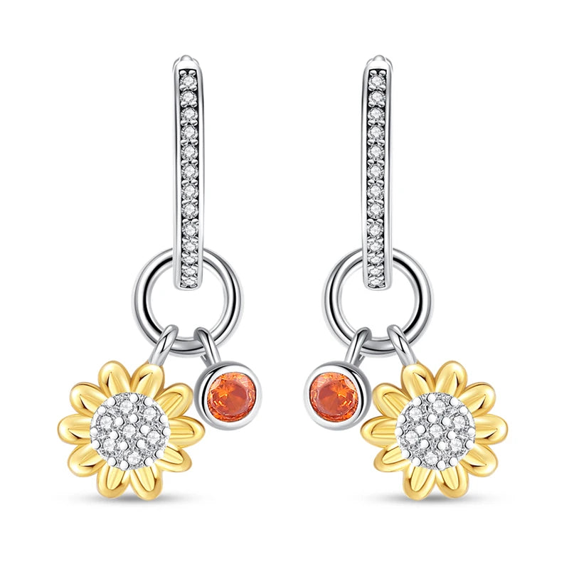 Iris Flower Sterling Silver Drop Earrings
