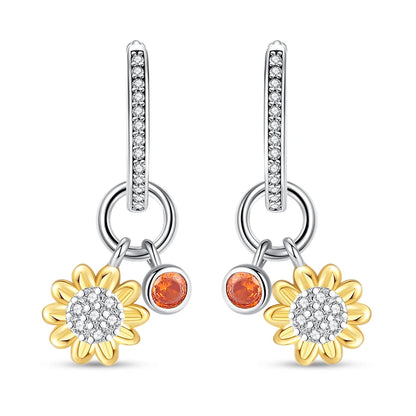 Iris Flower Sterling Silver Drop Earrings