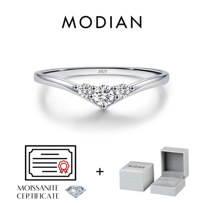 Chevron Moissanite Band Ring