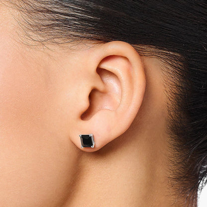Orange Princess-Cut Zircon Stud Earrings