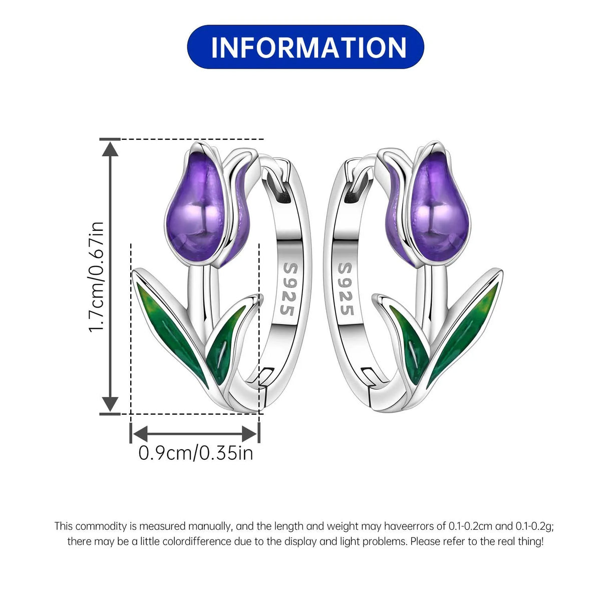 Purple Iris S925 Hoop Earrings