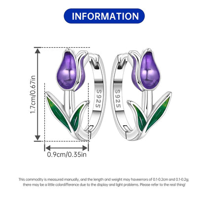 Purple Iris S925 Hoop Earrings