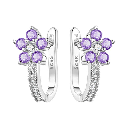 Purple Iris S925 Hoop Earrings
