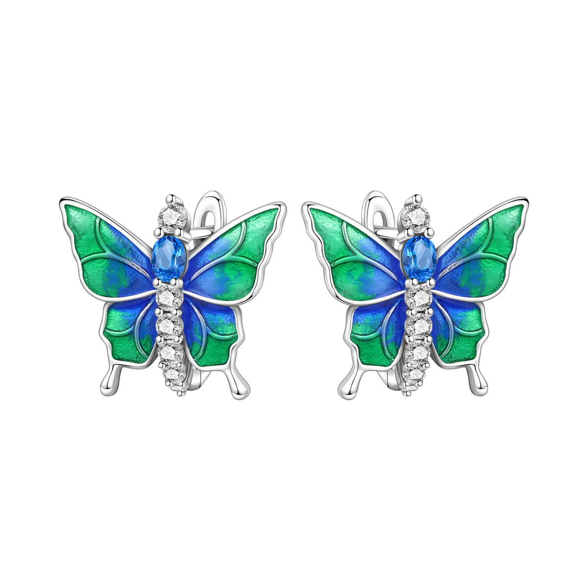 Blue Butterfly Sterling Silver Drop Earrings
