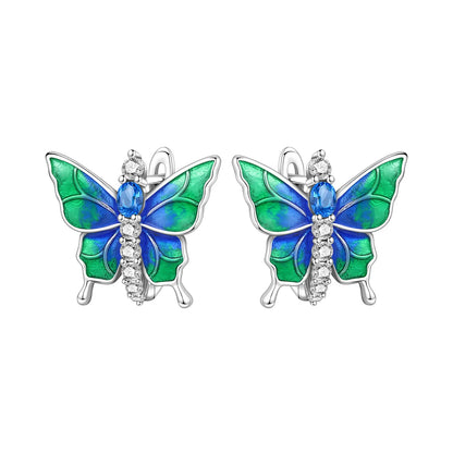 Blue Butterfly Sterling Silver Drop Earrings