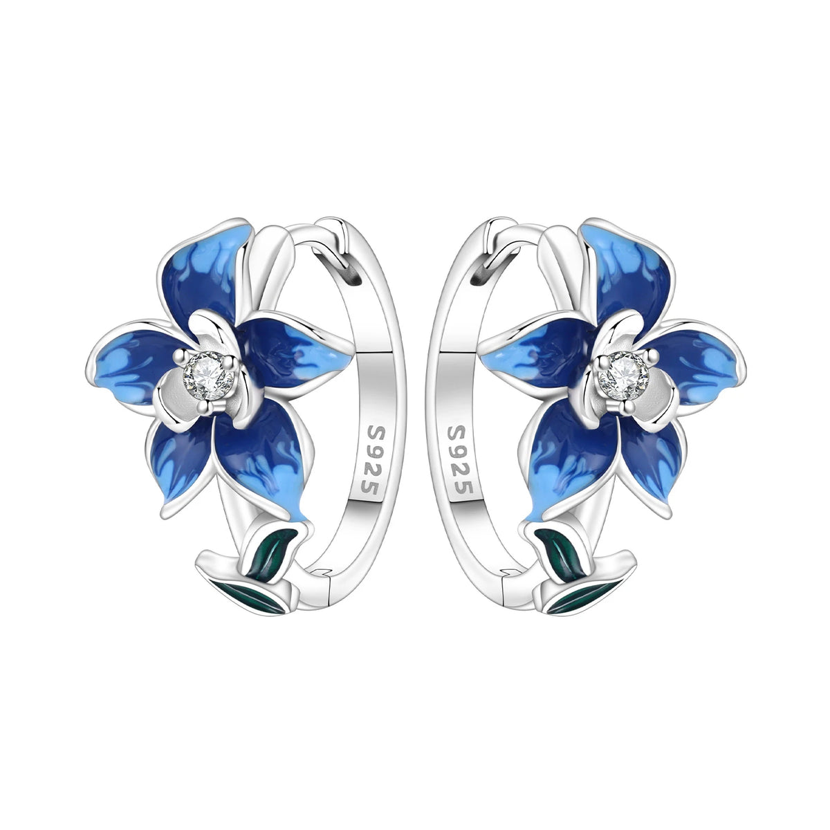 Purple Iris S925 Hoop Earrings