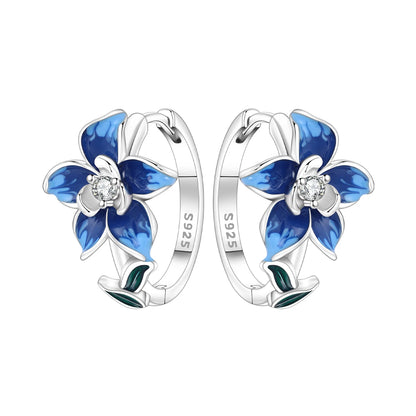 Purple Iris S925 Hoop Earrings