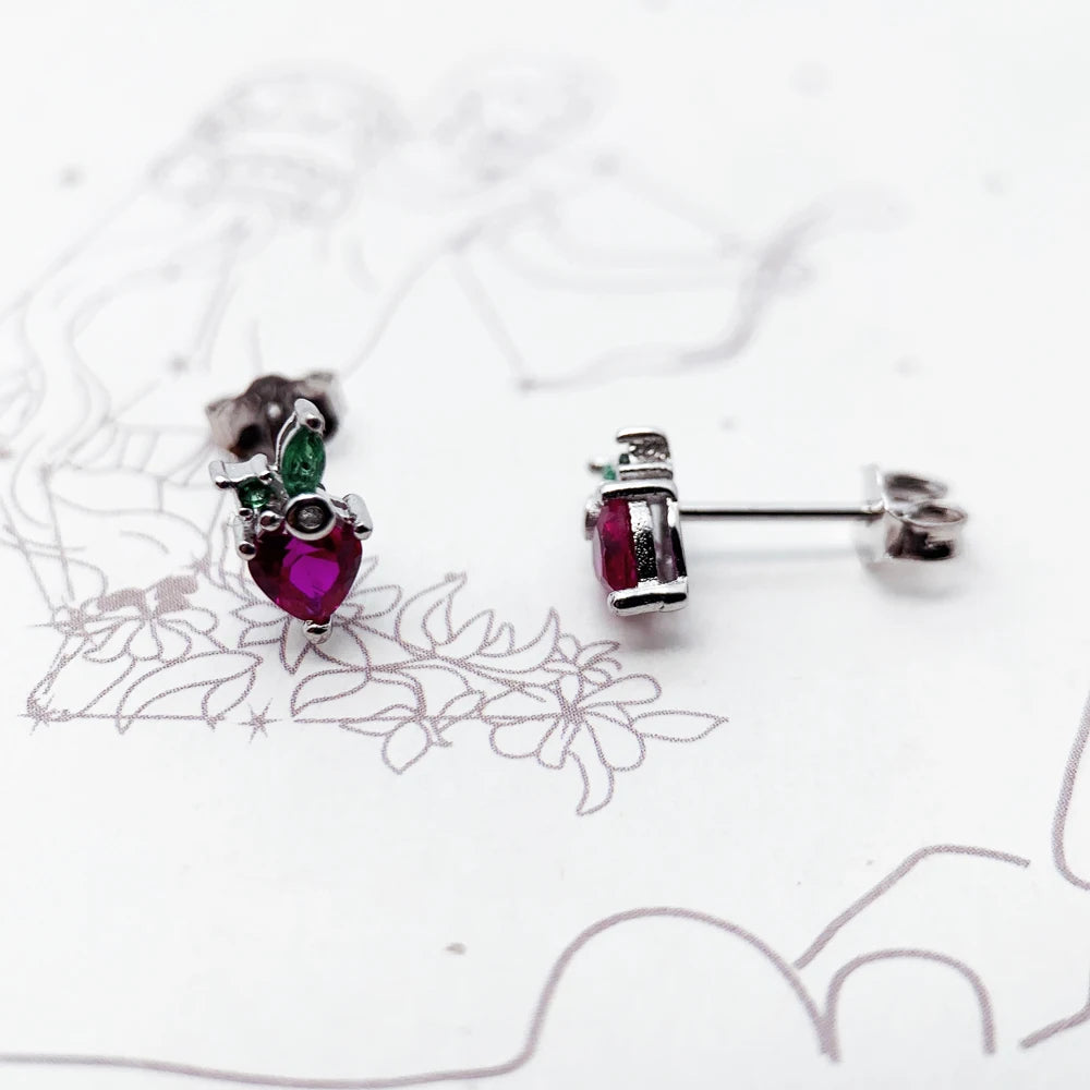 Strawberry Sterling Silver Stud Earrings
