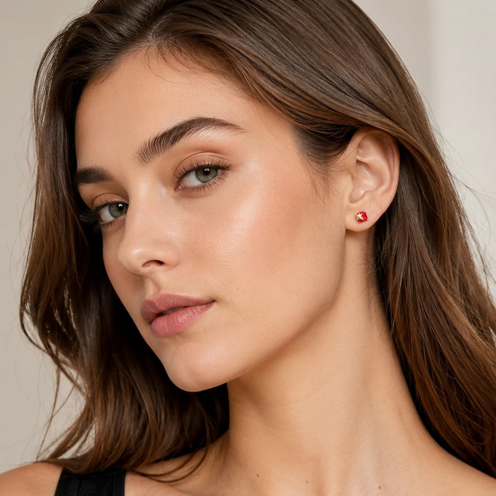 Orange Star Zircon Stud Earrings