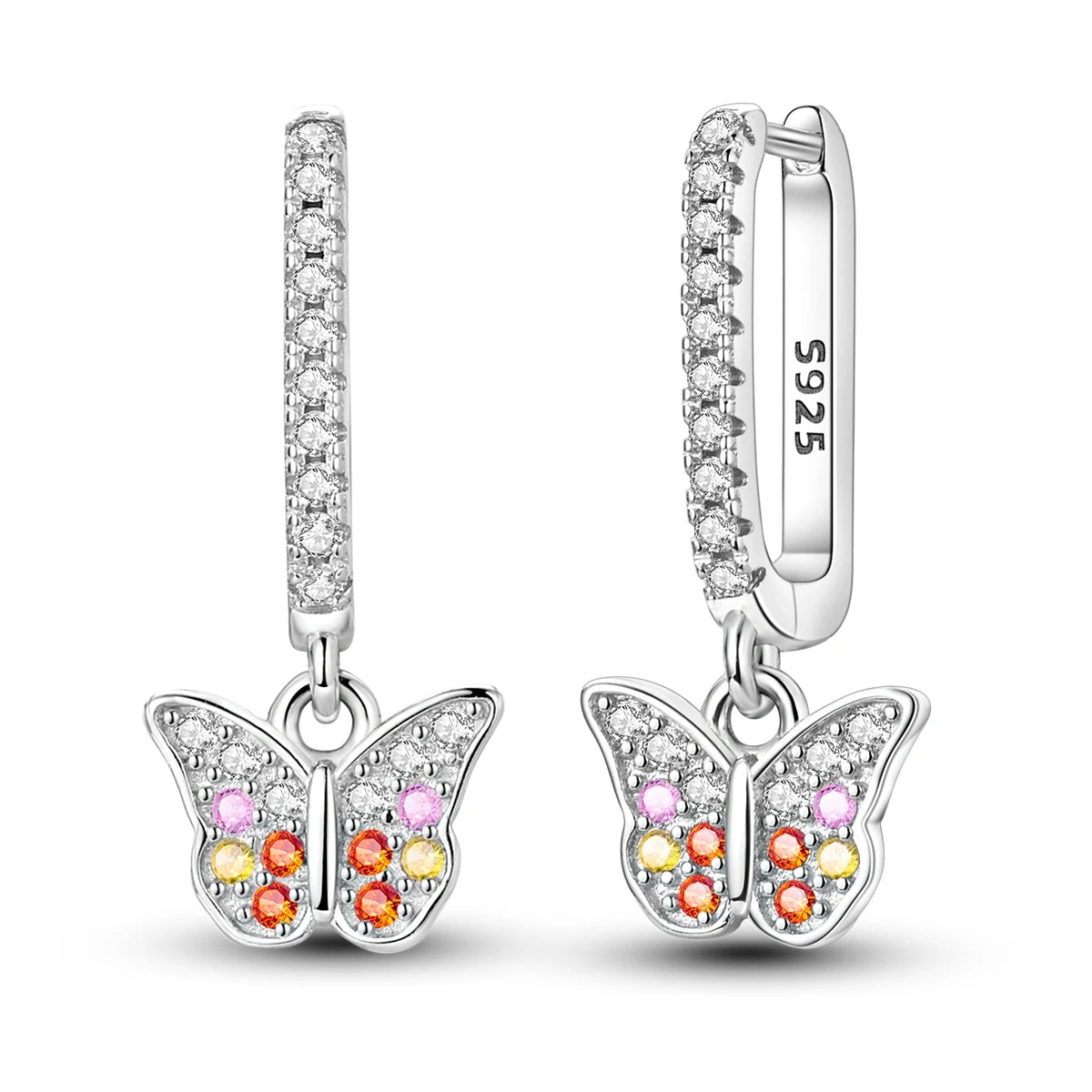 Blue Butterfly Sterling Silver Drop Earrings