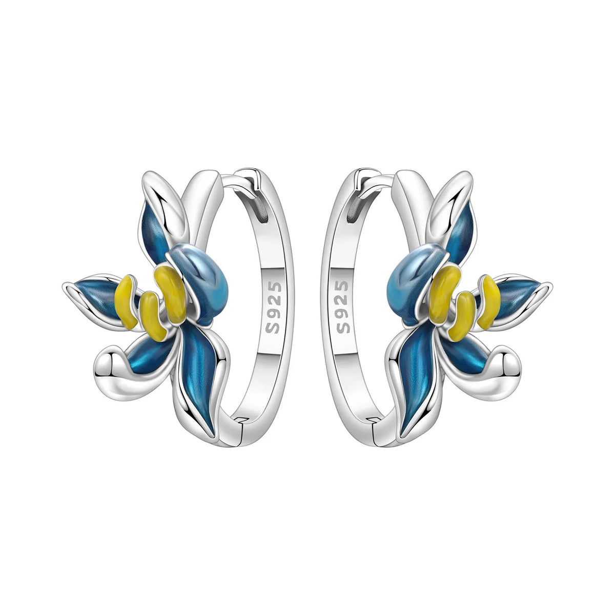 Purple Iris S925 Hoop Earrings