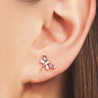 Pastel Dragonfly Sterling Silver Stud Earrings